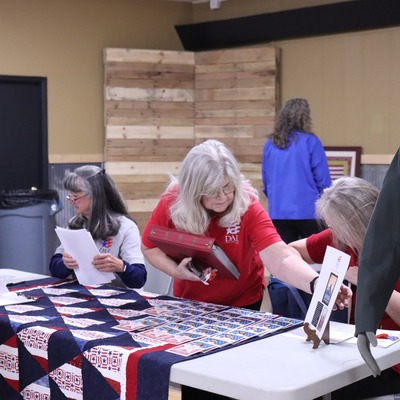 Preparing Awards for Veterans Day at Freedom Hall