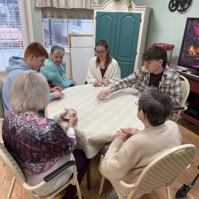 FCCLA members bringing smiles and joy during their time visiting with the residents at Wheatridge!